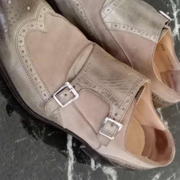 Saks fifth avenue,made in Italy double monk strap leather and special suede - Picture 2 of 8